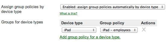 Assign group policies by device type